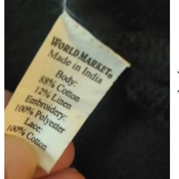 World Market Black Embroidered Lace Fringe Open Front Kimono Free Size MSRP $110 - Picture 9 of 11